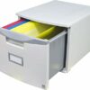 Storex Plastic One-Drawer File Cabinet – Locking Document Organizer with Casters for Home and Office, Gray, 1-Pack (61263A01C)