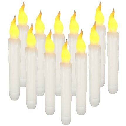 Yeahmart 6PCS LED Taper Candle Lights, Flameless Battery Operated Window Candles for Christmas Wedding Churches Birthday Party Decorations, Warm