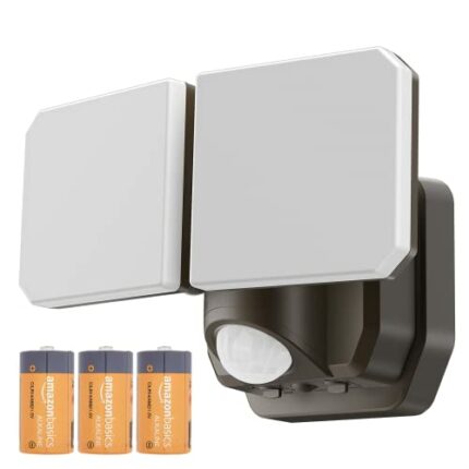FLITI Brighter Battery Powered Motion Sensor Security Lights,1000LM Dusk to Dawn LED Wireless Flood Lights,with 2 Adjustable Head, IP65 Waterproo