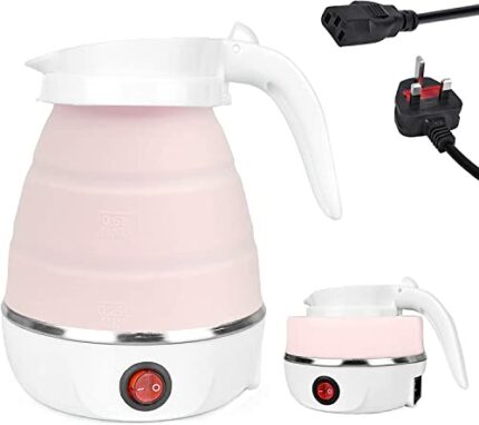 Foldable Electric Kettle: 600ML Portable Travel kettle with Separable Power Cord, Electric Water Heater Collapses, Silicone Folding Electric Kett