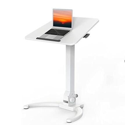 QINAIDI Foldable Mobile Standing Desk, Height Adjustable, 90° Tiltable Rolling Laptop Desk, with Wheels Non-Slip Mat, for Home Office,A