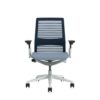 Steelcase Think Ergonomic Height Adjustable Office Chair with Adjustable Lumbar Support and Armrests, Breathable 3D Knit Royal Blue Backrest and