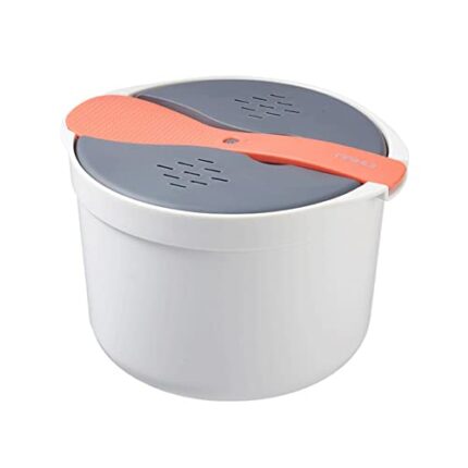 Microwave Rice Cooker, 2L Microwave Steamer Set with Rice Scoop, Lid, Strainer and Steaming Pot, Dishwasher Safe, Food Grade Microwave Rice Cooke