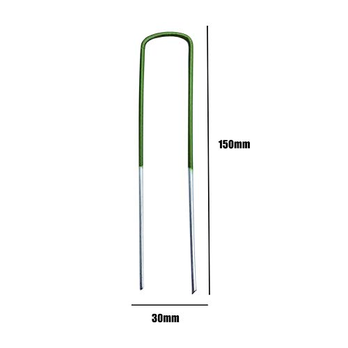 Half Green Artificial Grass Pegs - Turf Pin Strong Pegs, U Shaped 150x25x3mm Turf Pin Strong Artificial Grass Lawn Garden Pegs to pin fake grass,