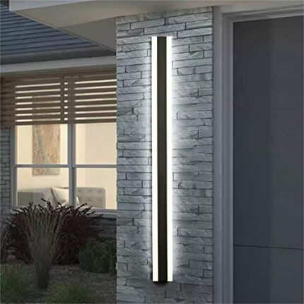TZSMUM LED Outside Garden Wall Lights Indoor/Outdoor Long Strip Lamp Black Exterior Sconce Aluminium Up Down IP67 Waterproof Modern Terrace Yard