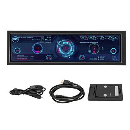 Bewinner 8.8 Inch IPS USB Mini Screen, 1920x480 IPS LCD Screen Temperature Monitor for Aida64 PC CPU Monitor GPU Fan Speed Computer Temperature M