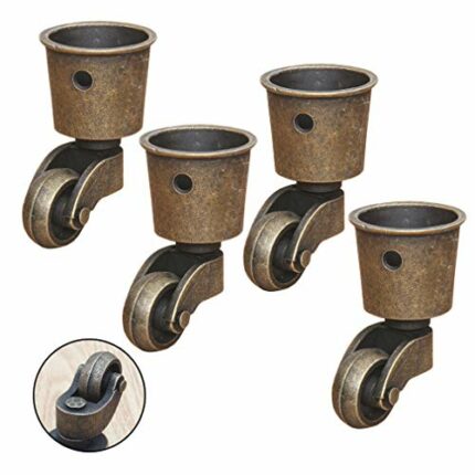 SKOAJAS Plate Casters Solid Bronze Castor Wheels,Round Cup Furniture Caster,360 Degree Rotating Swivel Casters,Sofa Chair Furniture Castors,Do Ol