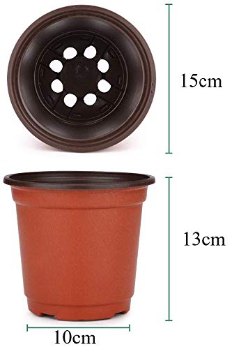 LATERN 50Pcs 15cm Plastic Plant Flower Pots Lightweight Seed Starting Pots Nursery Seedlings Pots Flower Plant Container (15 x 13cm)