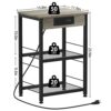 Printer Stand Industrial 3 Tier Printer Table with Storage and Charging Station Printer Stand Holder with Wood Shelves Printer Shelf with USB Por