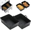 2Pcs Silicone Pot Double Air Fryer Liners Basket, Rack Accessories for Ninjas Dual Air Fryer, Oven, and Microwave