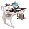 HAWEWE Modern Tempered Glass Computer Desk With Shelf PC Laptop Table Bedroom Simple Study Writing Desk Easy To Install Computer Workstation For
