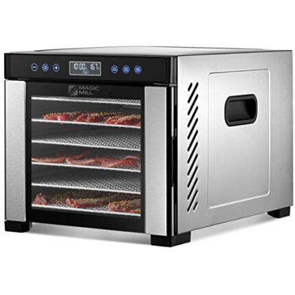 Magic Mill Food Dehydrator Machine | 7 Stainless Steel Trays | Dryer for Jerky, Dog Treats, Herb, Meat, Beef, Fruit | Keep Warm Function, Digital