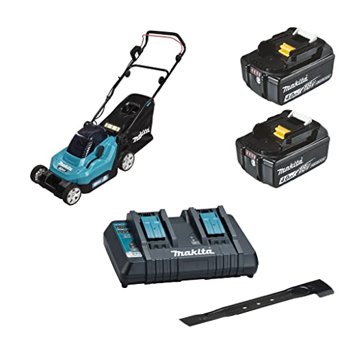 Makita DLM382PM2 Twin 18V (36V) Li-ion LXT 38cm Lawn Mower Complete with 2 x 4.0 Ah Batteries and Twin Port Charger