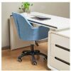 NMDCDH Home Office Modern Twill Fabric Adjustable Mid-Back Task Ergonomic Executive Chair Adjustable Height and Armrest for Women, Blue