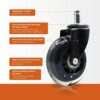 Black Chair Wheels. Ofituria Brand Silicone Wheels, 5 units, Perfect for Home or Office Furniture. They have a unique style and are reliable with