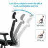 XJWWW-URG Ergonomic Office Chair with Adjustable PU Headrest, Armrest and Lumbar Support - High Back Mesh Chair with Thick Seat Cushion - Reclina