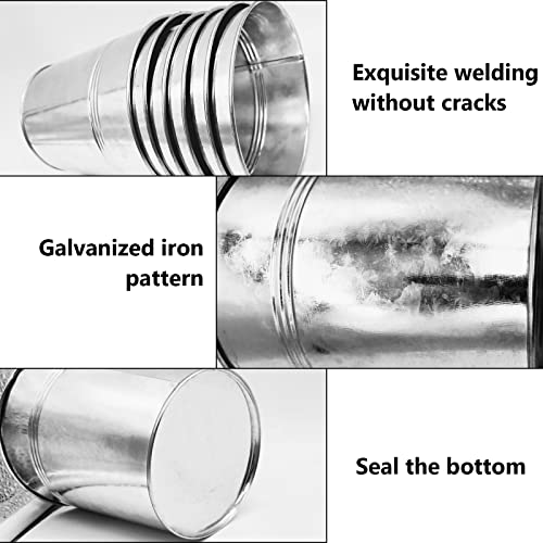 WAIZHIUA 12Pcs 12cm Metal Flower Pots Galvanised Iron Plant Pots Garden Planters Plant Container with Mini Tools for Plants Herb Flowers Shrubs I