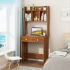 EYHLKM Standing Knee Bed Tray Office Furniture Computer Desk Laptop Stand Countertop Table With Bookshelf (Color : D)