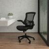 EMMA + OLIVER Mid-Back Light Gray Mesh Ergonomic Task Office Chair, White Frame - Flip-Up Arms