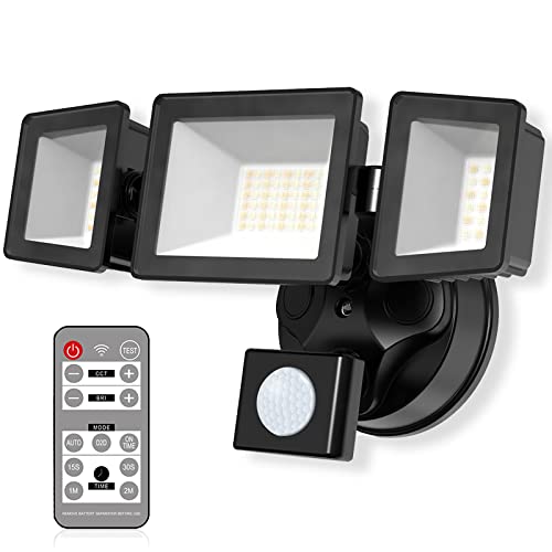 ALUSSO Security Lights Outdoor Motion Sensor, 30W 2400LM 3000K-6500K Outdoor Lights Floodlights Remote Control, IP65 Waterproof PIR Lights Outdoo