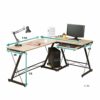 Corner Desk Office Desk, L-Shaped Work Desk Large Computer Desk PC Laptop Study Gaming Table Workstation for Home Office,B