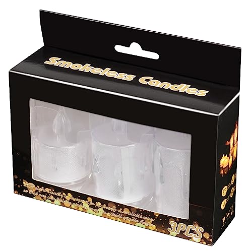 HUSAIHU LED Tea Lights, 3 PCS Romantic Crystal Candle Lights, Battery Operated Flameless Tea Light Candles, Bright LED Candles Lamps for Wedding/