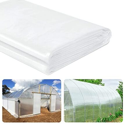 WAIZHIUA 2m x 10m Heavy Duty Polythene Sheeting 125Mu/500g Extra Thick Plastic Sheeting Clear Polytunnel Cover Plastic Dust Sheet for Greenhouse,
