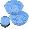 2Pcs Silicone Air Fryer Liners Reusable Air Fryer Silicone Pot Heat Resistant Round Silicone Baking Pan/Basket Air Fryer Accessories Paper Liners