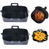 2PCS Silicone Air Fryer Liner for Ninjas Dual 19.5cm Basket Pot Reusable Non-Stick Waterproof Airfryer Baking Mould Food Grade Tray