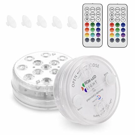 Pond Lights Underwater, Hot Tub LED Lights Waterproof, Submersible LED Lights with Remote Bath Lights Battery-Operated with 16 Color RGB Changing