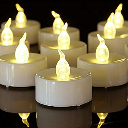 YiYFiT Classic LED Tea Lights Candles,12-Pack Flameless Tealight Candles Battery Candles Flickering Fake Candles for Christmas,Halloween,Party,Fe