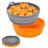 SALMY 2 Pack Collapsible Ninja Dual Air Frayer Liners SiIicone 7.5 Inches, Upgraded Design 2023 Reusable Baking Trays,Fit for Most 3-5QT air fray