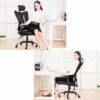 LZQDM Office Chair - Leather Office Chair Computer Desk Task Ergonomic Swivel Chair Adjustable Lumbar Support and Padded