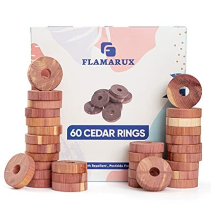 FLAMARUX 60 Pack Cedar wood Rings & 100% Moth Repellent for wardrobes, Anti moth products, Moth killer, Moth Protection,Wardrobe freshener,drawer