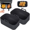 2Pcs Silicone Pot Double Air Fryer Liners Basket, Rack Accessories for Ninjas Dual Air Fryer, Oven, and Microwave