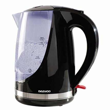 Daewoo 1.7L, 2200W Fast Boil Cordless Jug Kettle, Colour Changing Indicator Lights, Lightweight With Auto Switch Off, External Water Level Indica