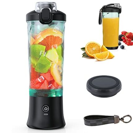 Portable Blender, POYET Smoothies Blender, 20 oz Personal Blender for Shakes and Smoothies with USB Rechargeable Travel Sports Blender Bottle Bla