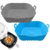 ZHONYEE 2 Pack Square Air Fryer Silicone Liners, Reusable Heat-Resistant and Food Safe Air Fryer Accessories, Easy Cleaning, Top 8.6 Inch Bottom