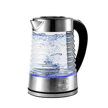 Podazz 2.2L Electric Kettle, Glass Kettle Led Kettles with Stainless Steel Inner Lid and Bottom, 2000 W 2.2L, Fast and Quiet Boil, Auto Shut-Off