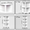 Canbrake 4 Tier 360° Rotating Bookshelf, Corner Bookshelf with Wheels, Rotating Stackable Shelves, Display Floor Standing Bookcase Storage,Multi-