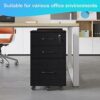3 Drawer Wood Mobile File Cabinet with 1 Lock, Under Desk File Cabinet with 5 Wheels, Rolling Filing Cabinet for Home Office, Filing Cabinet Orga