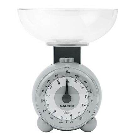Salter 139 GAS Orb Mechanical Kitchen Scale - 1L, Dishwasher Safe Bin, Easy Read Dial, Max Capacity 3kg, Food Weighing Scale, Lightweight, Metric