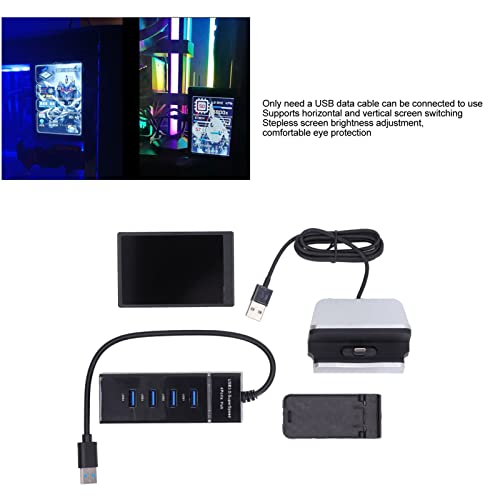 Pilipane Mini Display,Mini Monitor, Mini Screen, Computer Monitor Screen 3.5 Inch USB Black, Stepless Brightness Adjustment, PC Sensor Field Disp