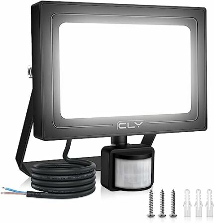CLY Security Lights with PIR Motion Sensor, 50W PIR Sensor LED Flood Light, 4300LM IP66 Waterproof 6500K Daylight Outdoor Light, LED Spotlight fo