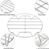 Air Fryer Rack Set Stainless Steel Air Fryer Grilling Rack Accessories with 3 Skewers Multi-purpose Double Layer Rack Airfryer Grill Pan for Barb