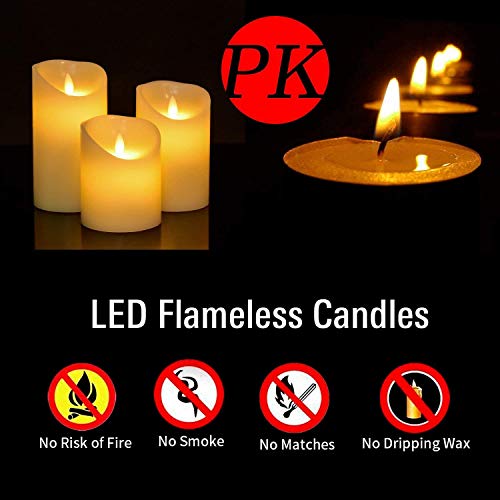 LED Candles,Flameless Candles 4" 5" 6" Real Wax Battery Candle Pillars, 10 Key Remote Control with 24 Hour Timer Function(Ivory,3 * 1)
