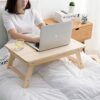 N/A Pine Wood Folding Laptop Desk Portable Lap Table For Study And Reading Home Lazy Bed Desk Home Furniture