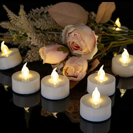 Kemanga Tea Lights LED Candles No Flickering Flameless Candles,24-Pack Realistic Battery Operated Fake Candle with Warm White Bulb Light for Chri