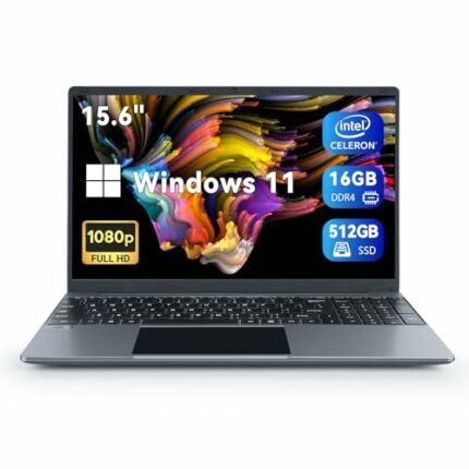 ANMESC 15.6 Inch Laptop,16GB DDR4 512GB SSD,Windows 11 Intel Celeron N5095 Quad-Core Processor up to 2.9Ghz,1080P Screen Laptops,2.4/5G WiFi, Blu
