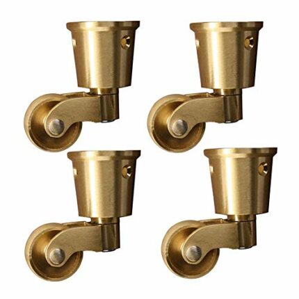 SKOAJAS Plate Casters 4 x Antique Copper Cup type Castor wheels, 1inch, Retro Vintage Casters for Furniture Industrial transportation coffee tabl